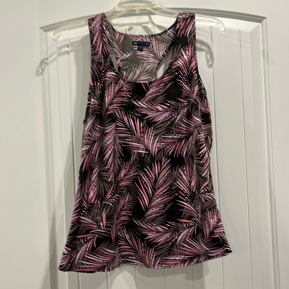 Gap medium racer back polyester top. Black, purple and pink.